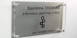 Plaque en plexiglas Sandrine Thomas infirmière diplômée d'Etat